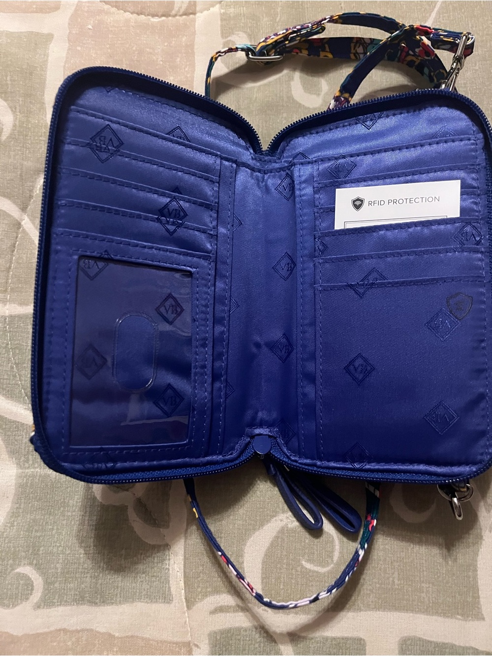 Vera Bradley Navy Multicolor Quilted Crossbody Wallet - Picture 5 of 8